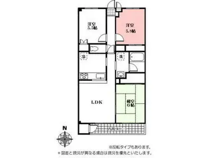 シャンボール(3LDK/3階)の間取り写真