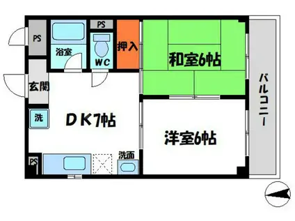 川島第17ビル(2DK/1階)の間取り写真