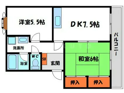 メゾン昴(2DK/1階)の間取り写真
