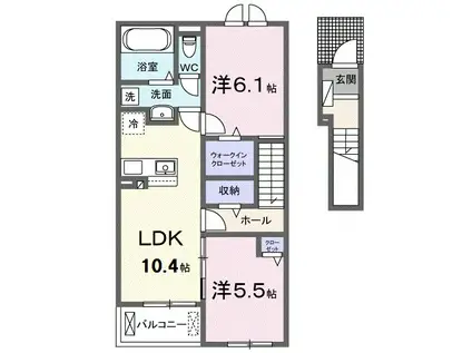 プロシード(2LDK/2階)の間取り写真