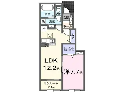 ブルーベル(1LDK/1階)の間取り写真