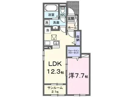 ブルーベル(1LDK/1階)の間取り写真