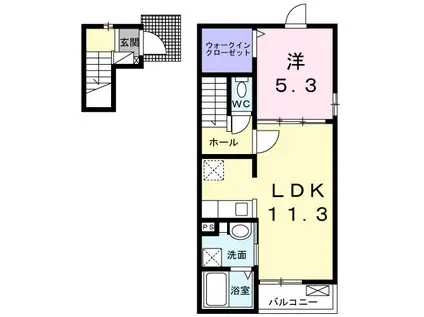 GRAN SAKURA(1LDK/2階)の間取り写真