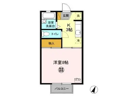 ライトハウス ⅠⅡ(1K/1階)の間取り写真