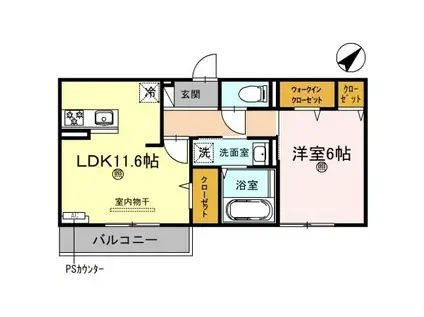 フロー リッシュ(1LDK/2階)の間取り写真