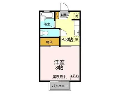 ライトハウス ⅠⅡ(1K/1階)の間取り写真