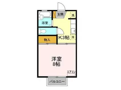 ライトハウス ⅠⅡ(1K/2階)の間取り写真