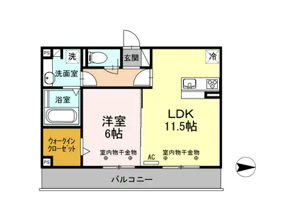 ガーネット(1LDK/3階)の間取り写真