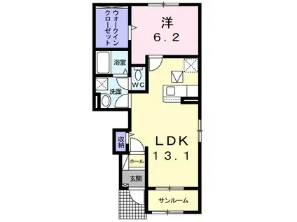 ハレ ルアナ Ⅰ(1LDK/1階)の間取り写真