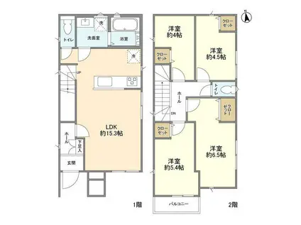 埼玉高速鉄道 鳩ケ谷駅 徒歩10分 2階建 築3年(4LDK)の間取り写真