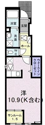 ユーフォリアネクストⅠ(ワンルーム/1階)の間取り写真