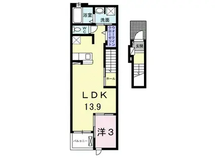 ユーフォリアネクストⅠ(1LDK/2階)の間取り写真