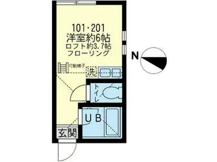 ユナイト浅田アールグレイの杜(ワンルーム/2階)の間取り写真
