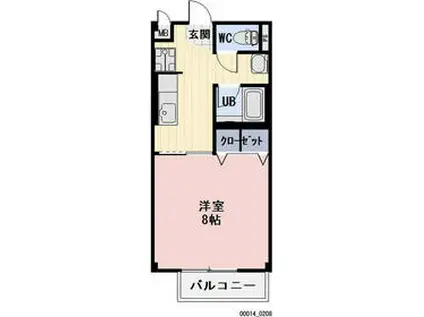 近鉄鈴鹿線 三日市駅 徒歩1分 2階建 築21年(1K/1階)の間取り写真