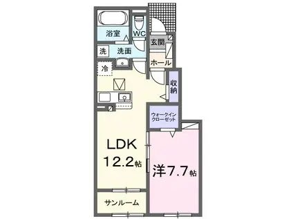 アークリヴェール新開(1LDK/1階)の間取り写真