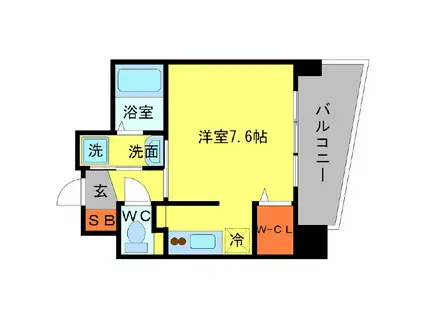 ウィスタリア京橋(ワンルーム/2階)の間取り写真