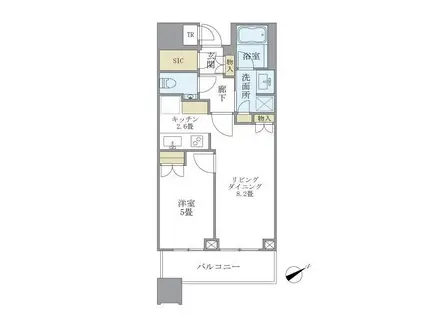 BRILLIA TOWERS目黒ノースレジデンス(1LDK/19階)の間取り写真