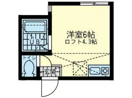 ユナイト川崎ノルマンディー(ワンルーム/1階)の間取り写真