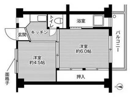 ビレッジハウス藤島 4号棟(2K/2階)の間取り写真