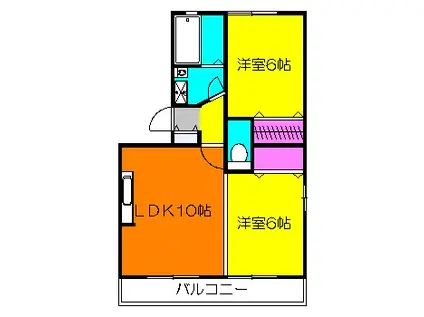 コルティーレⅠ(2LDK/2階)の間取り写真