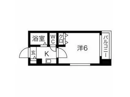 シャトー美野島(1K/3階)の間取り写真