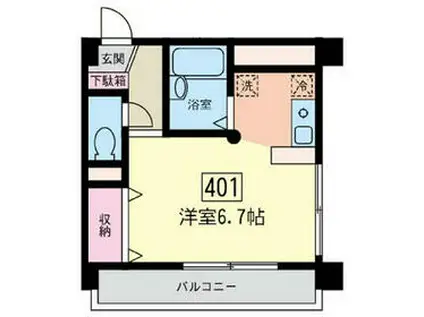 SKハイツ東寺尾(ワンルーム/4階)の間取り写真