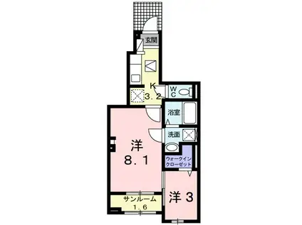 グランシャリオ(2K/1階)の間取り写真