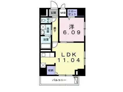 クレスト 中六(1LDK/7階)の間取り写真