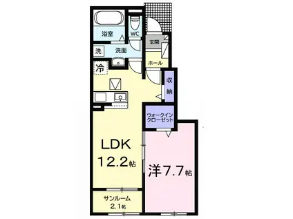 青木アパート1(1LDK/1階)の間取り写真