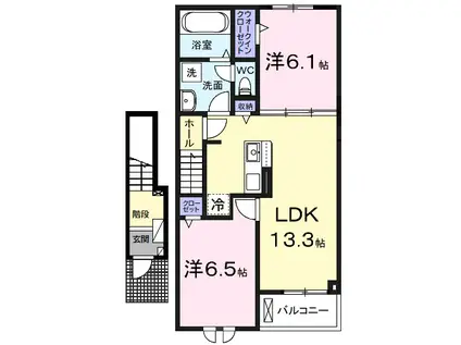 青木アパート2(2LDK/2階)の間取り写真