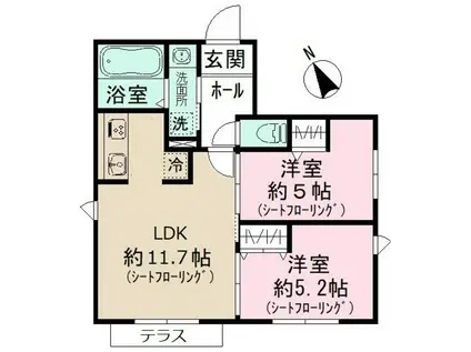 フィカーサ和泉(2LDK/1階)の間取り写真