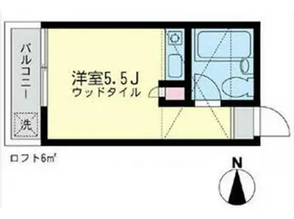 ニューエクセレントハウス妙蓮寺B棟(ワンルーム/2階)の間取り写真