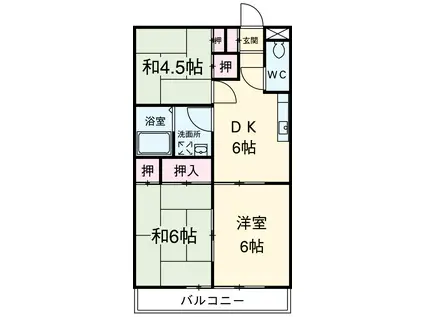 プリンスコーポエム(3DK/1階)の間取り写真