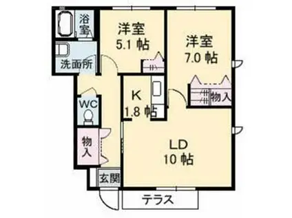 コンフォール A(2LDK/1階)の間取り写真