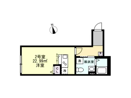 ベイルーム金沢西柴(ワンルーム/2階)の間取り写真