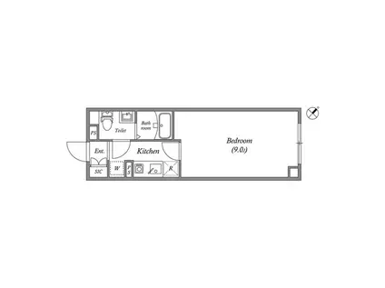 LIVART SEASON幡ヶ谷(1K/2階)の間取り写真