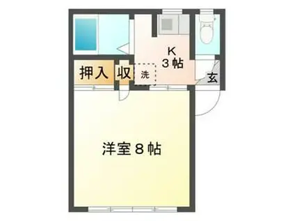 ハマシン狐ヶ崎マンション B(ワンルーム/1階)の間取り写真