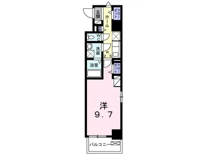 アルカディアⅨ(1K/5階)の間取り写真