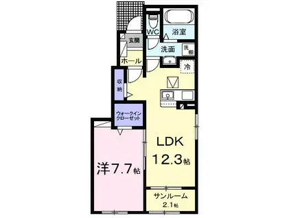 ホーホ ブリュッケ Ⅰ(1LDK/1階)の間取り写真