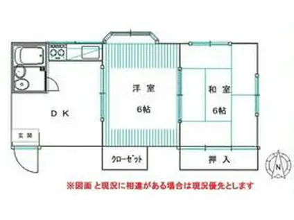 平楽ハウス(2DK/2階)の間取り写真