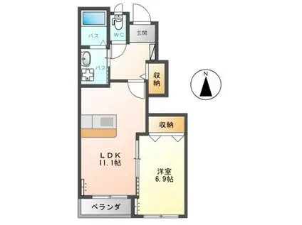 ピアハウス・N(1LDK/1階)の間取り写真