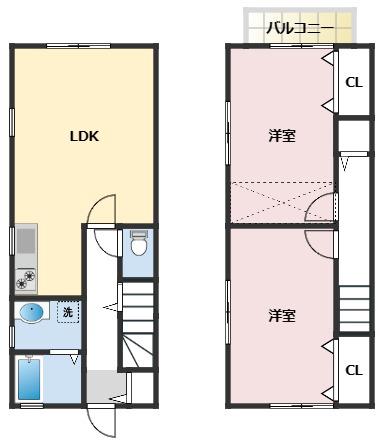 湘南山手テラスハウスⅡ(2LDK)の間取り写真