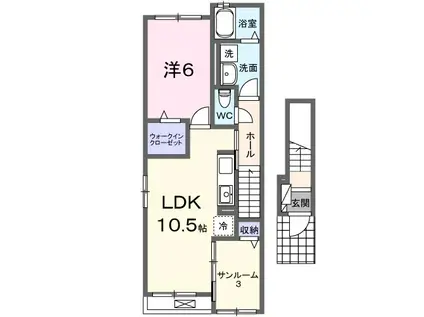 ソレジアートⅡ(1LDK/2階)の間取り写真