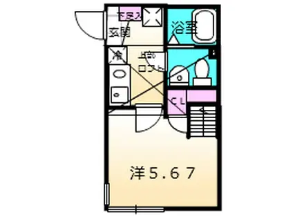 ヴァルハイマート東林間(1K/2階)の間取り写真