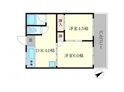 清和荘(2DK/1階)の間取り写真