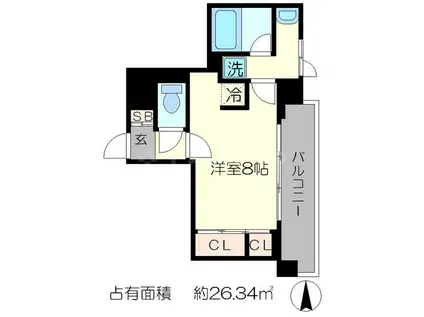 ALTA京都堀川ウィンドア(ワンルーム/8階)の間取り写真