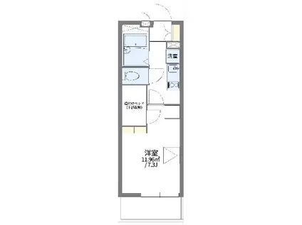 レオパレスクイーンハイツ掛川(1K/1階)の間取り写真