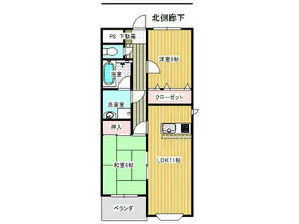 ベルマノアール TY(2LDK/2階)の間取り写真