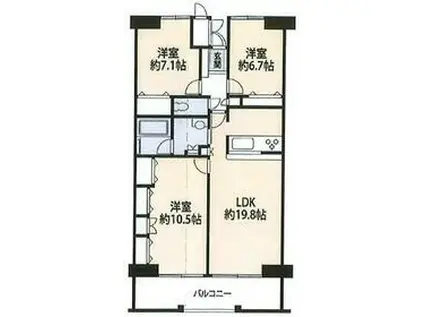 ピュアライフ三島(3LDK/4階)の間取り写真