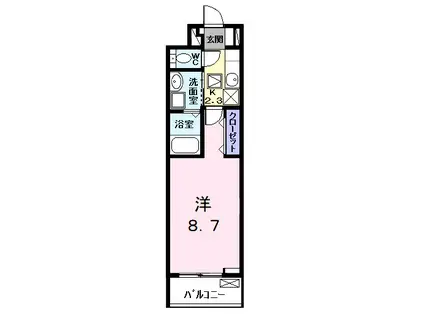 エスポワールⅡ(1K/1階)の間取り写真